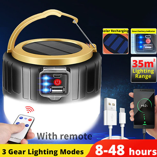 Camping-Licht – USB & solar wiederaufladbare Zeltlaterne mit Fernbedienung