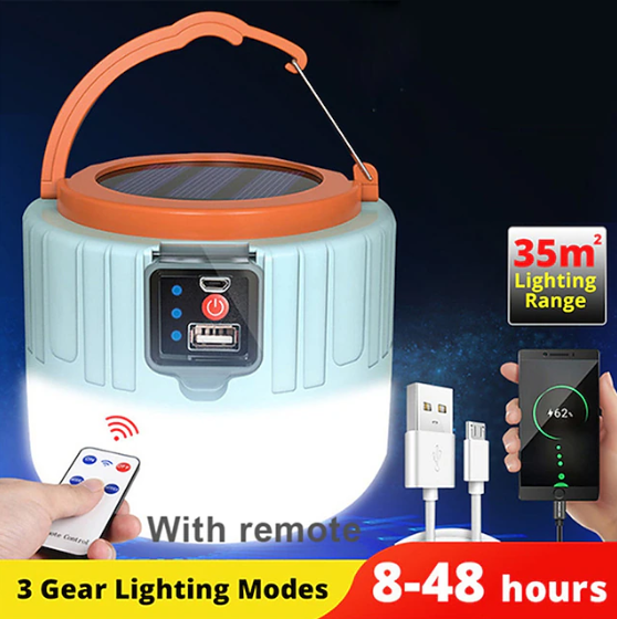 Camping-Licht – USB & solar wiederaufladbare Zeltlaterne mit Fernbedienung