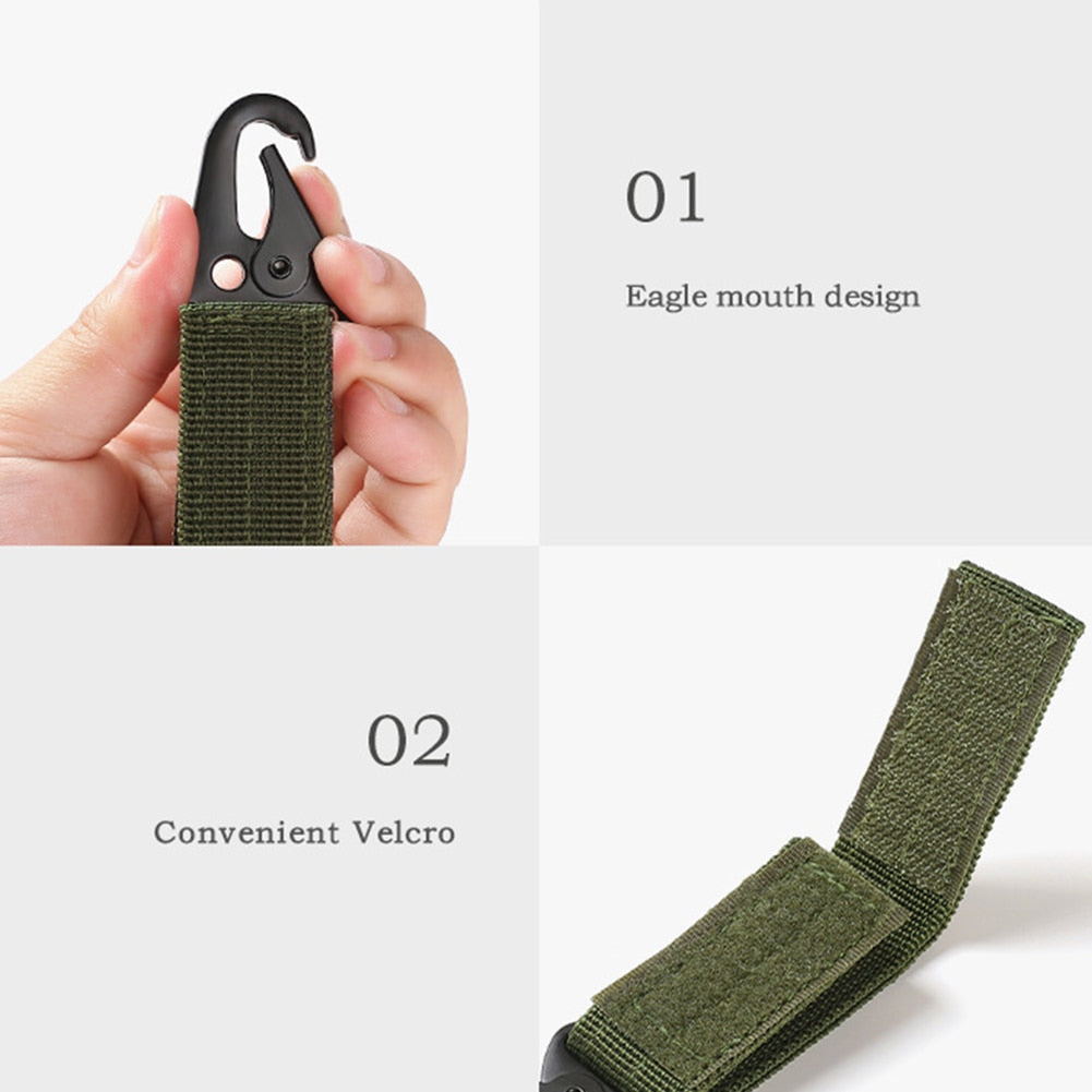 2 Stück Tactical-Ausrüstungsclip – Nylon-Schlüsselring-Halter & MOLLE-Haken-Karabiner