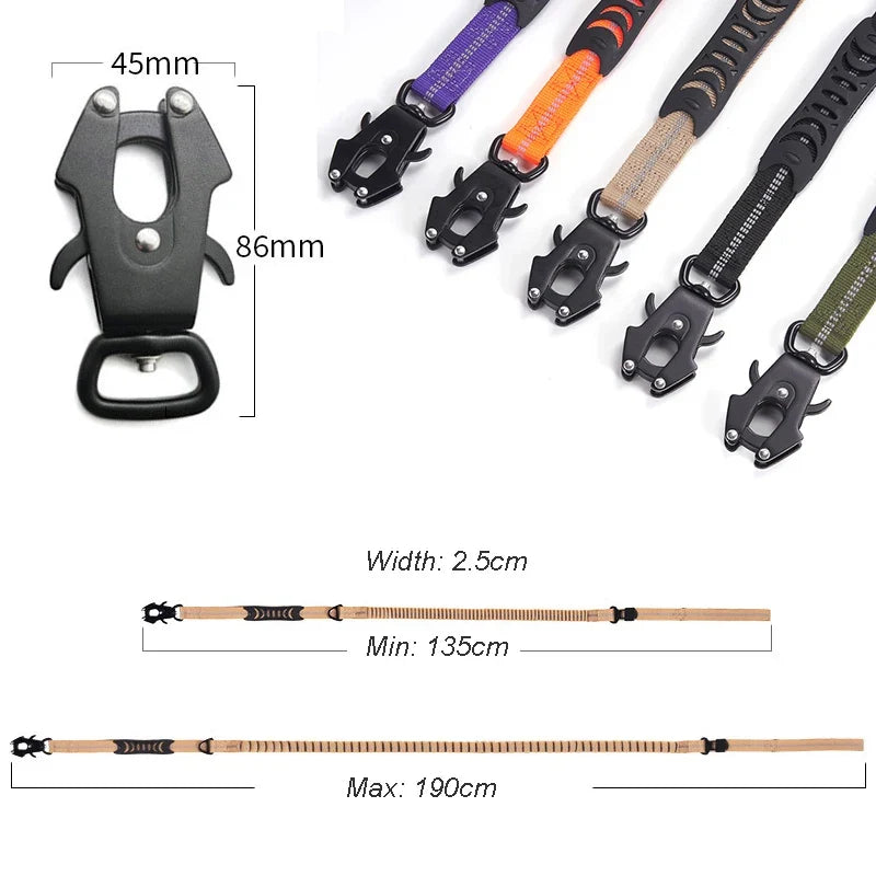 Robuste Tactical Bungee-Hundeleine mit 2 Griffen