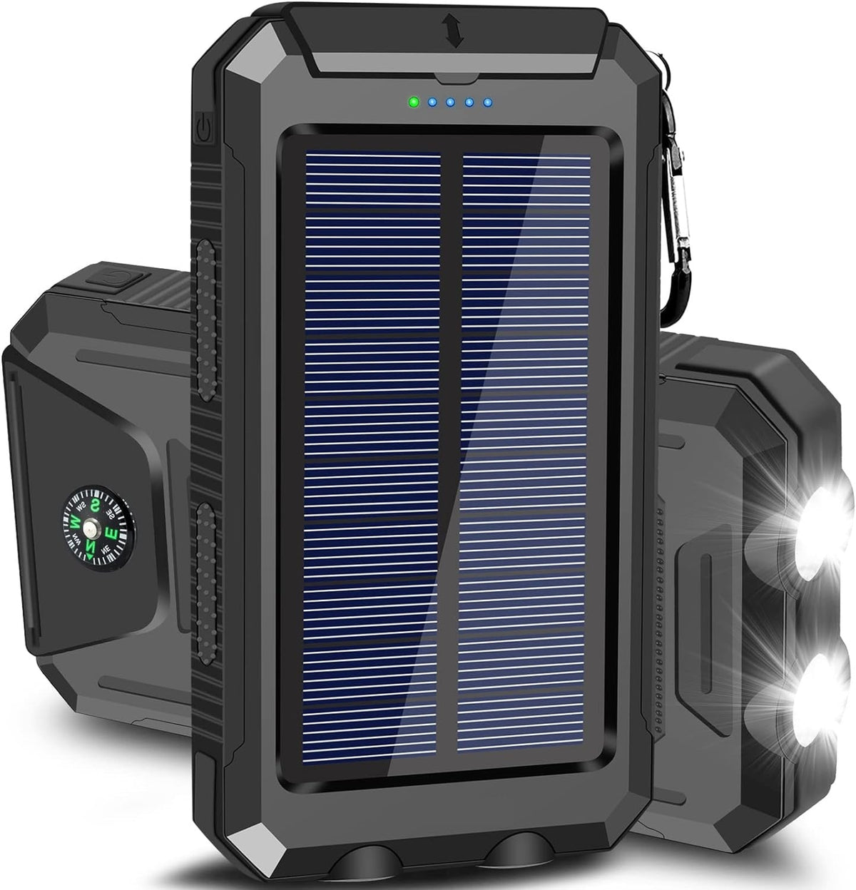 10.000mAh Solar-USB Doppel-Ladegerät – wasserdicht, stoßfest, mit LED-Licht