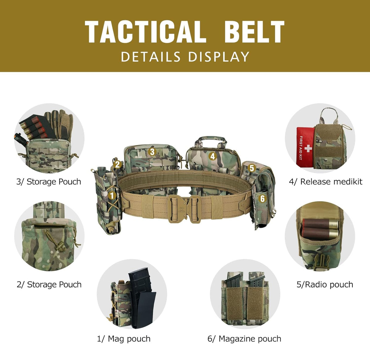 8-in-1 Camouflage Tactical-Hüfttasche – MOLLE-Combat-Gürtel mit Taschen