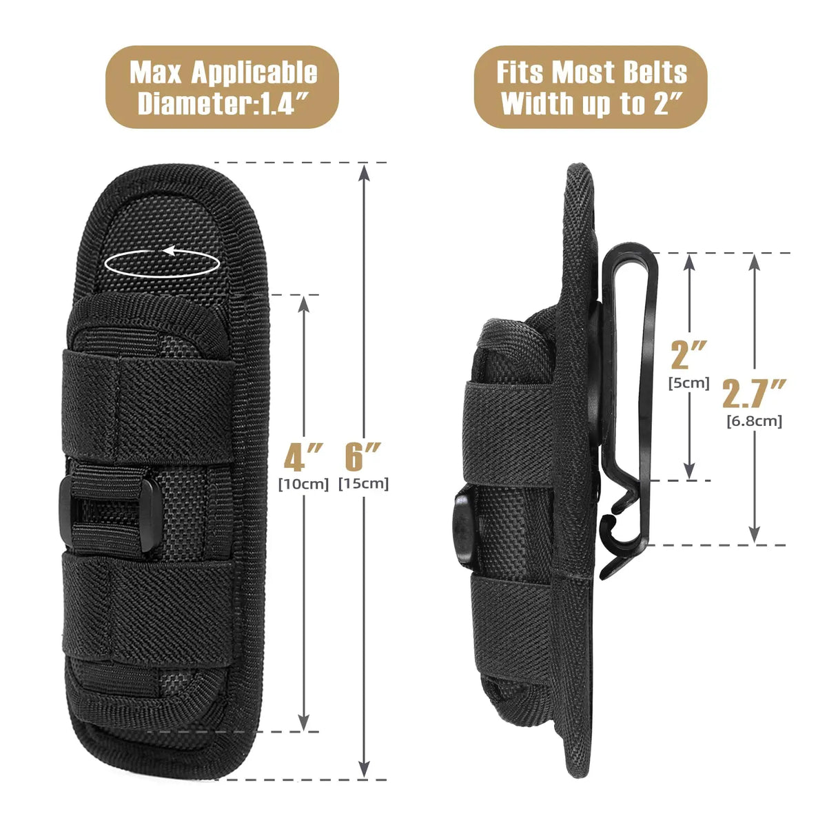 Tactical-Taschenlampen-Holster – 360° drehbarer Gürtelclip