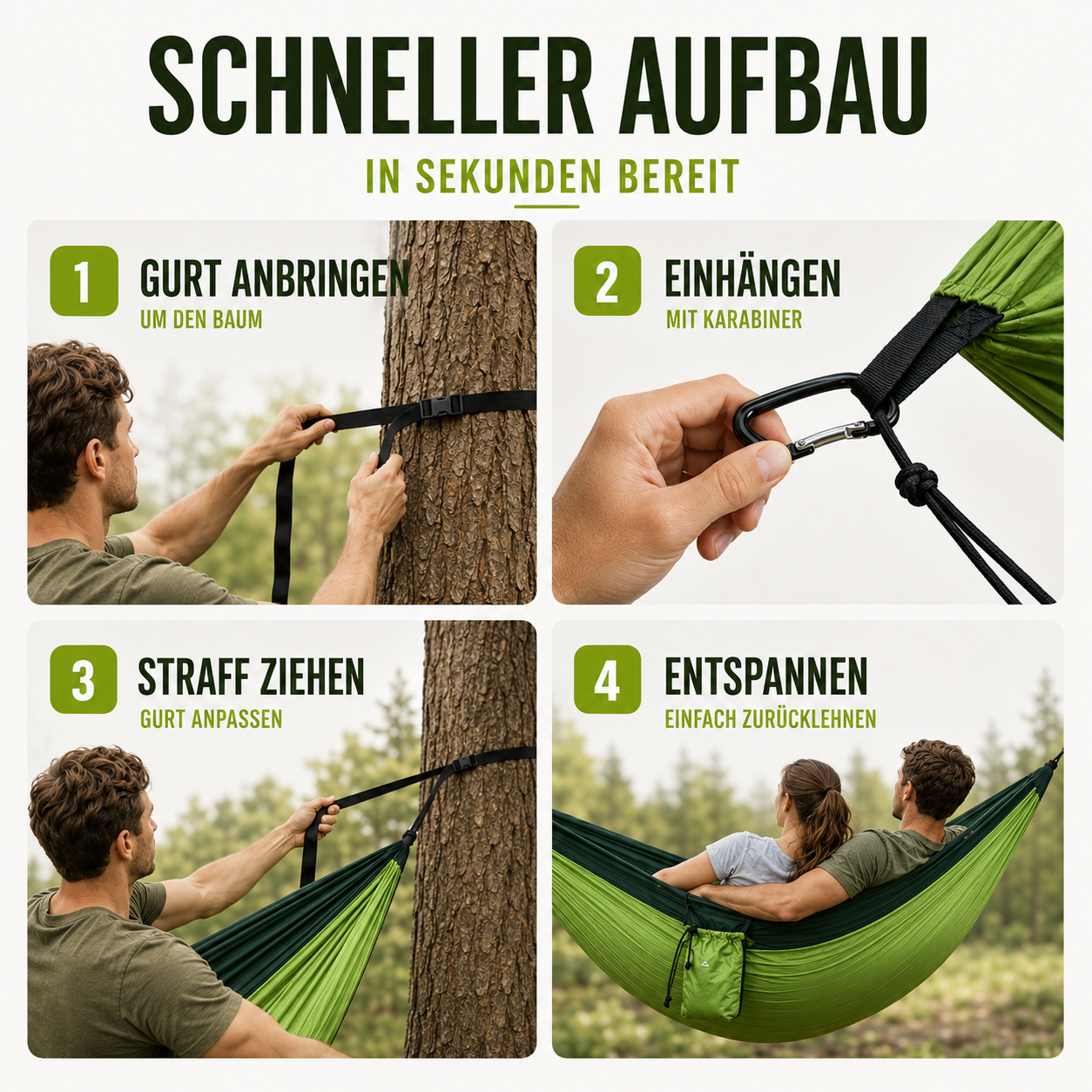 Ultraleichte Hängematte 2 Personen – SkyNest Duo