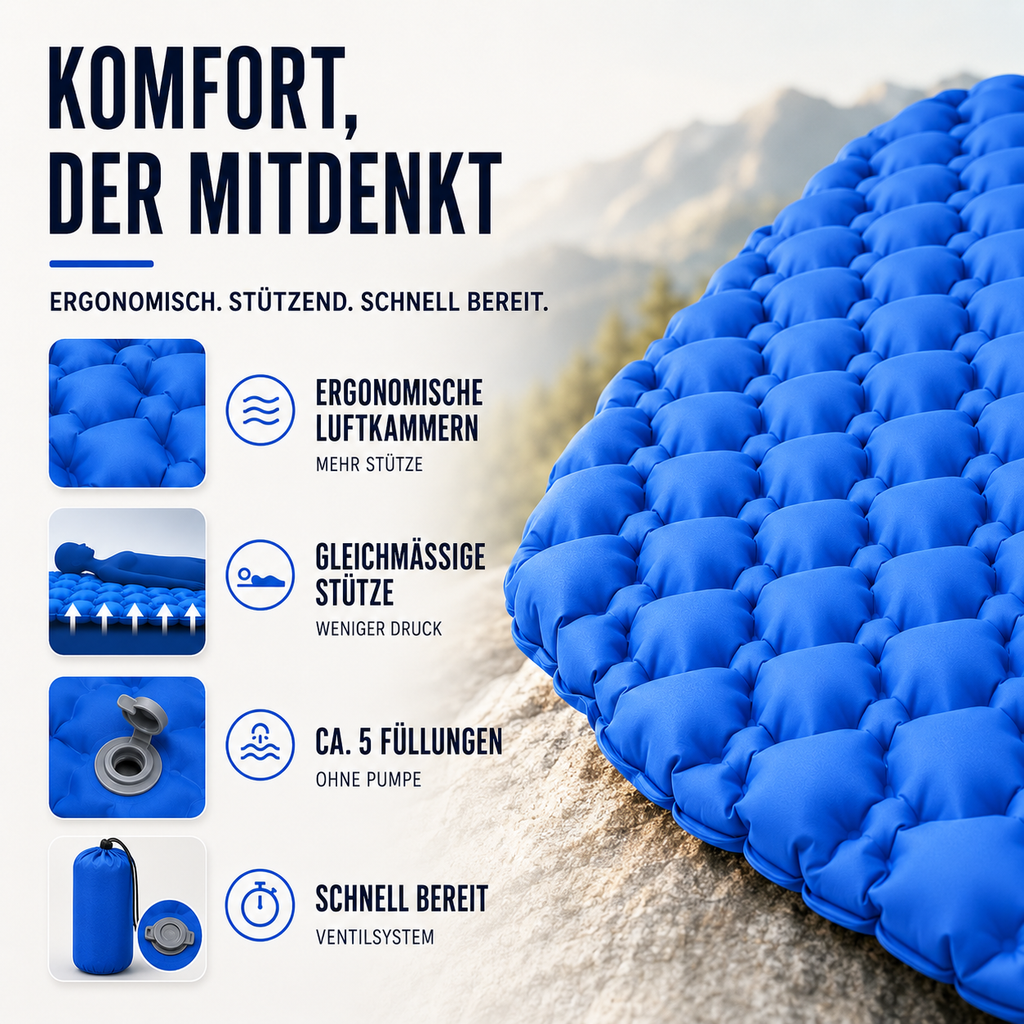 Ultraleichte Schlafmatte 4 Jahreszeiten – AirFlow CompactPad