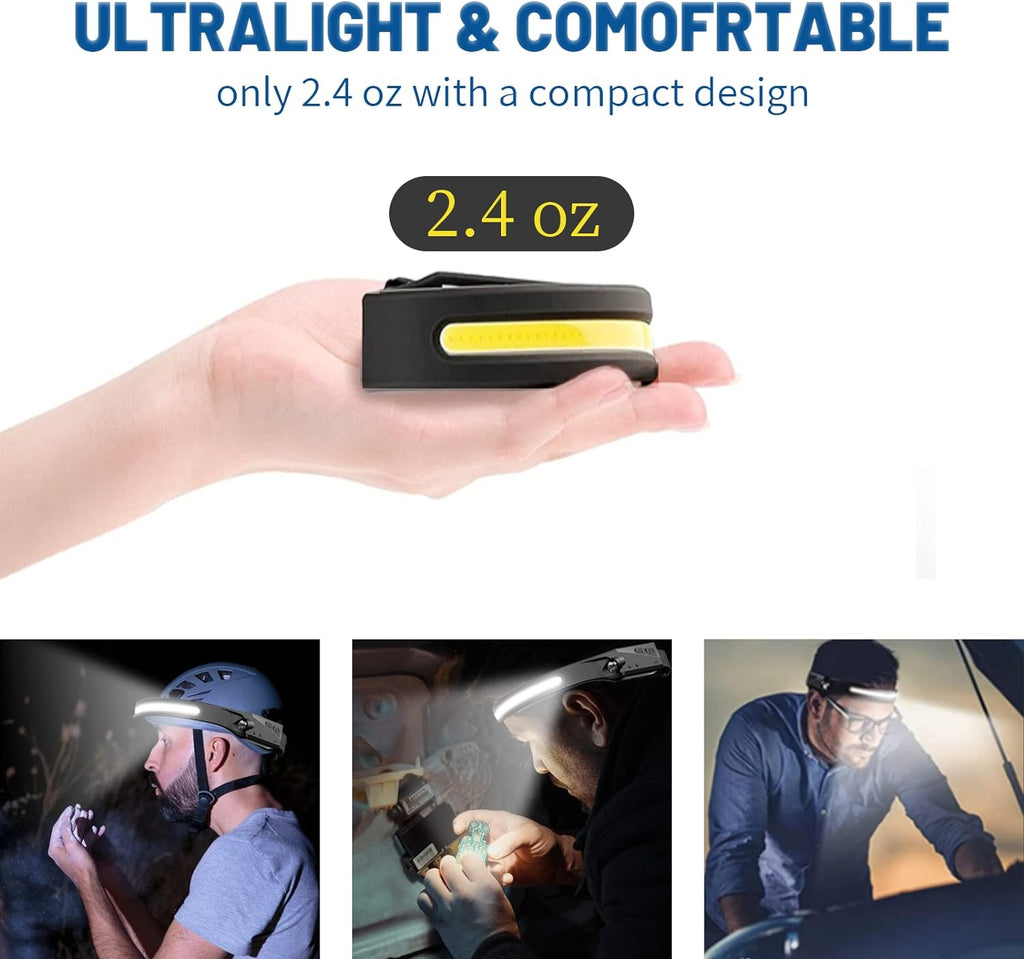 Wiederaufladbare LED-Stirnlampe – 230° Breitstrahl mit Bewegungssensor