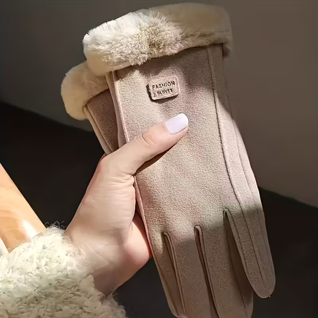 Touchscreen Handschuhe mit Plüschfutter – WinterGrip Beige