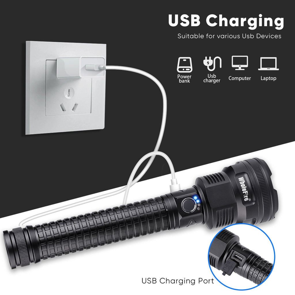 99.000LM Leistungsstarke XHP90 USB-wiederaufladbare LED-Taschenlampe