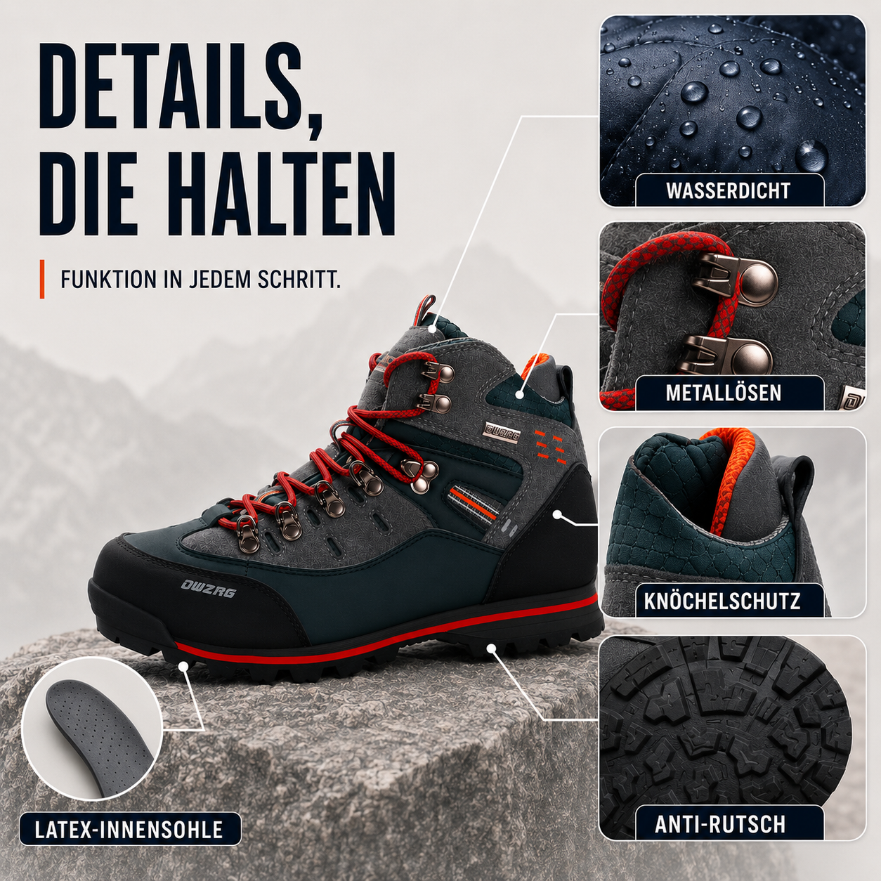 Wanderschuhe Herren wasserdicht und rutschfest – BergStride Bergschuhe