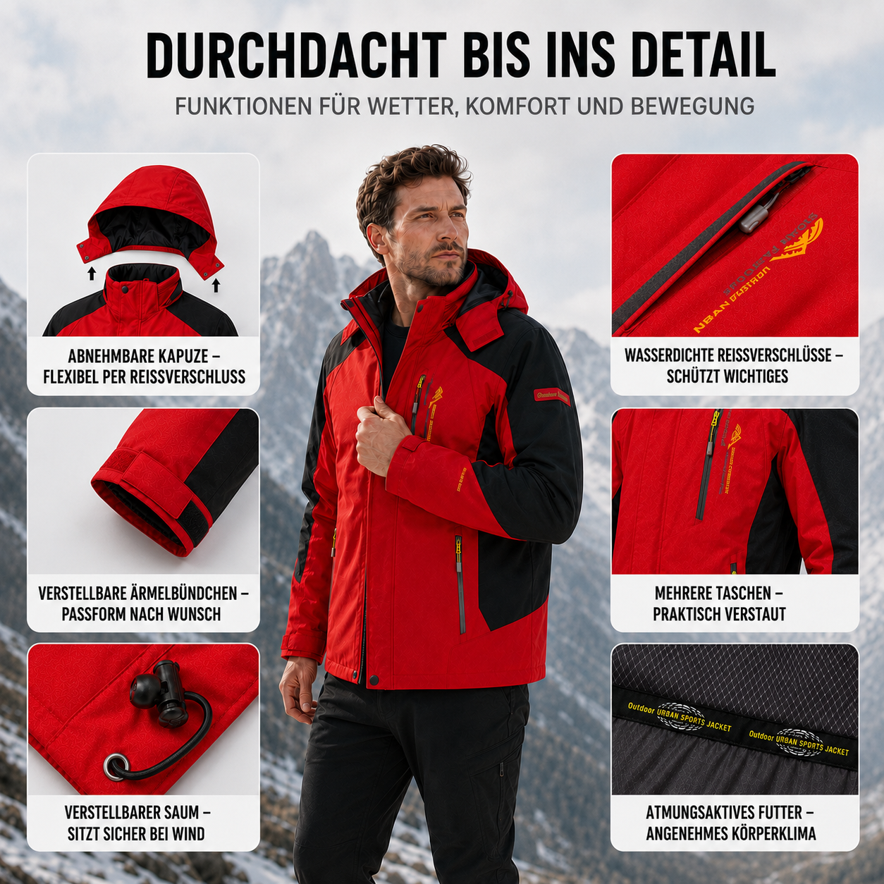 Wasserdichte Herren-Wanderjacke – Expeditionsshell