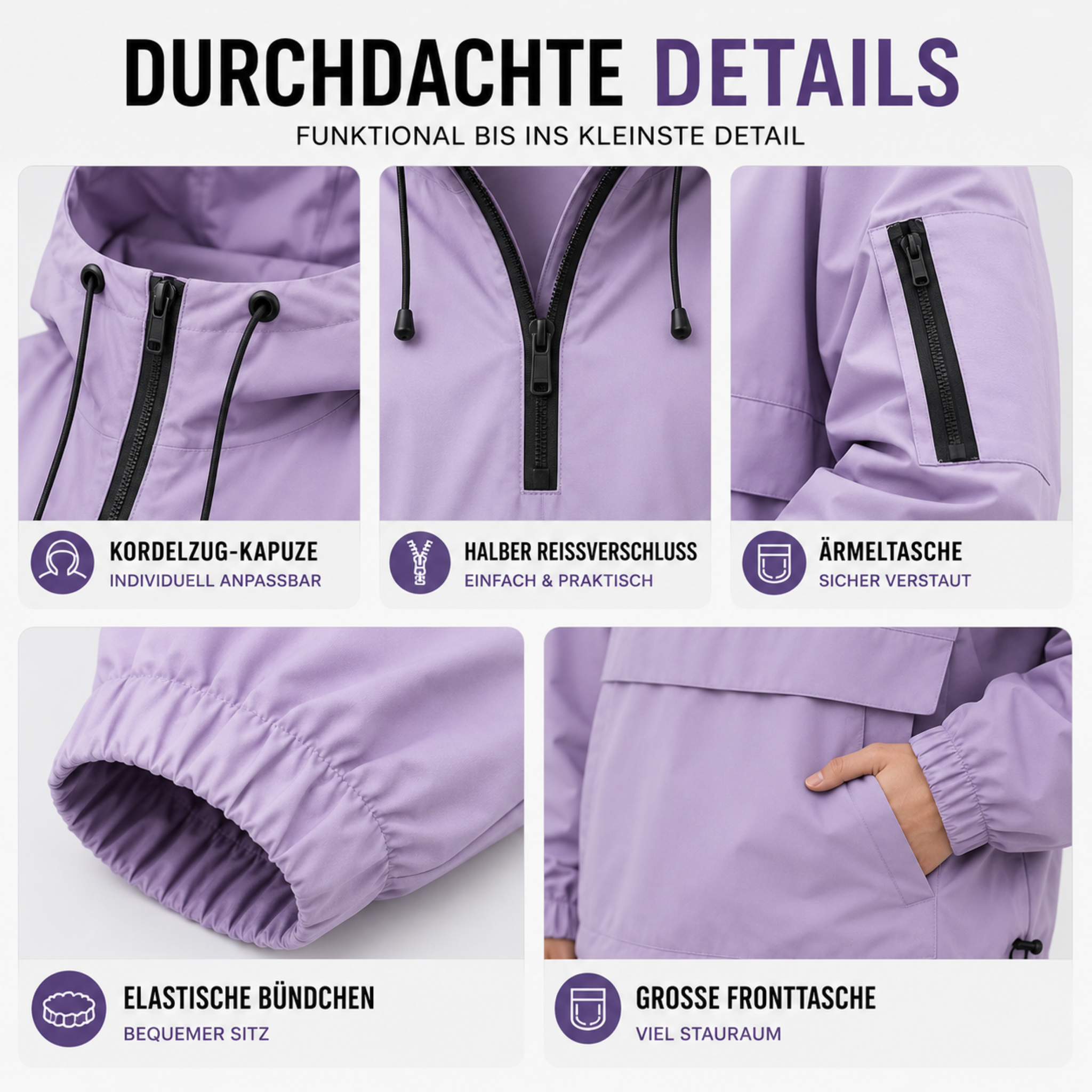 Wasserdichter Allwetter-Mantel mit Kapuze & Fronttasche – StormShield Parka