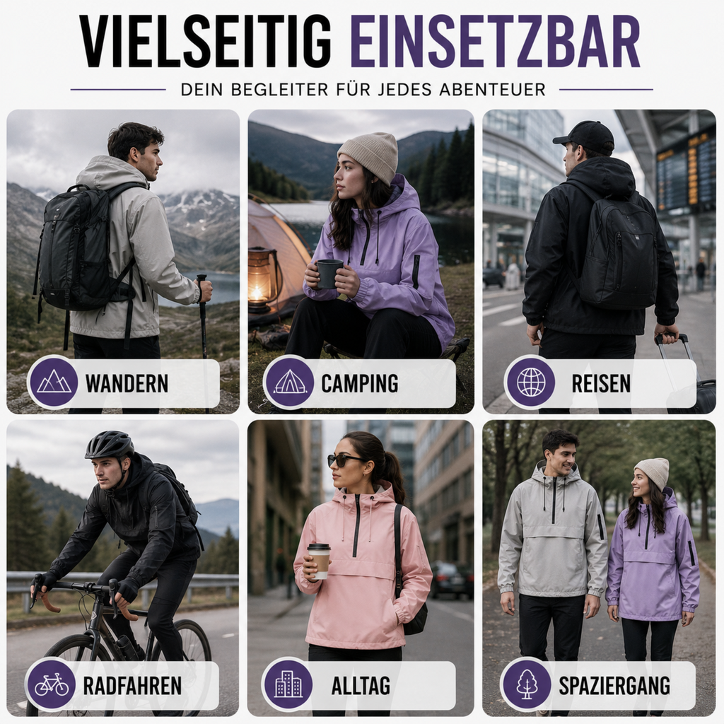 Wasserdichter Allwetter-Mantel mit Kapuze & Fronttasche – StormShield Parka
