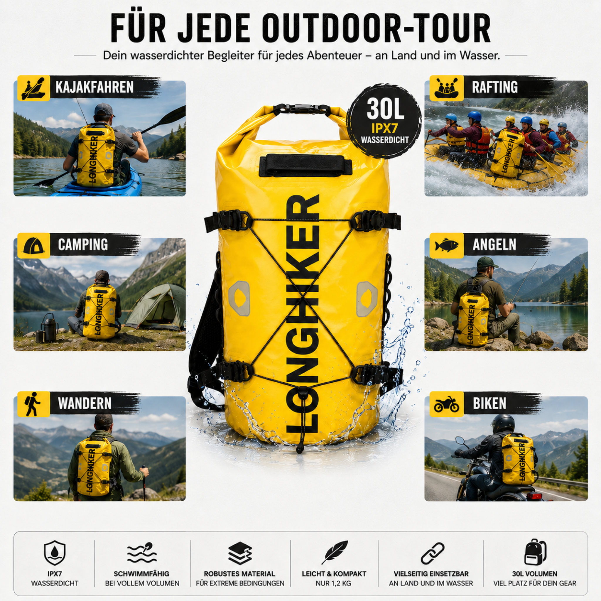 Wasserdichter Outdoor Rucksack 30L – TrekFloat Gearpack