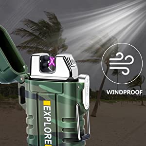 Camping-Feuerzeug – wasserdicht, windfest, flammenloses Plasma-Feuerzeug