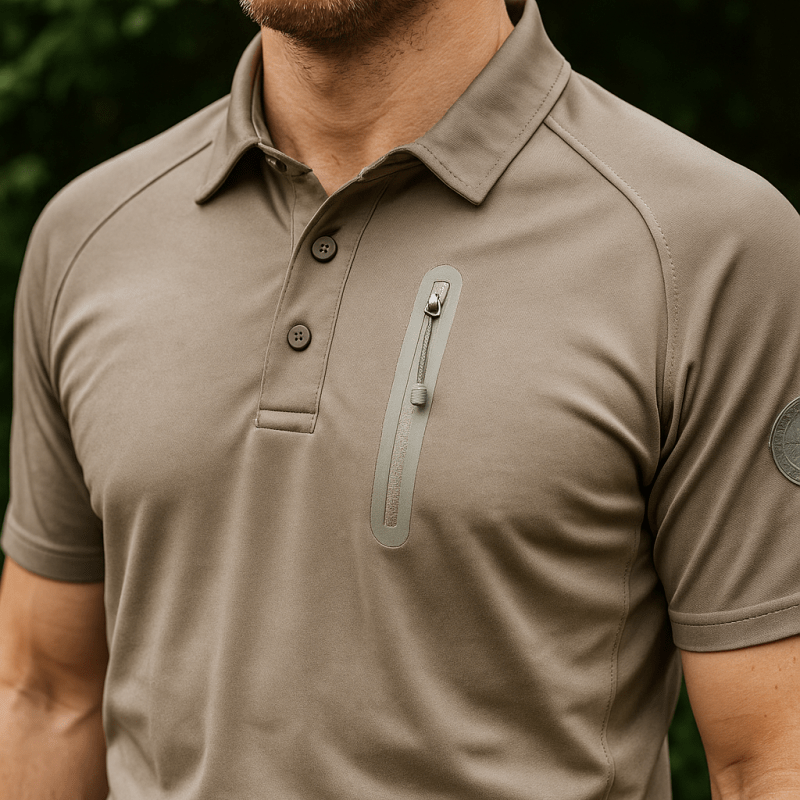 Herren Schnelltrocknendes Polo-Shirt mit Reißverschlusstasche