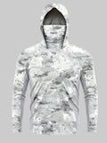 Camouflage Funktionsshirt mit Kapuze – langärmliges Outdoor-Layer mit Gesichtsschutz