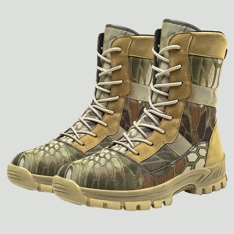 Herren Camouflage-Wanderstiefel hoch geschnitten – atmungsaktiv mit Schnürung