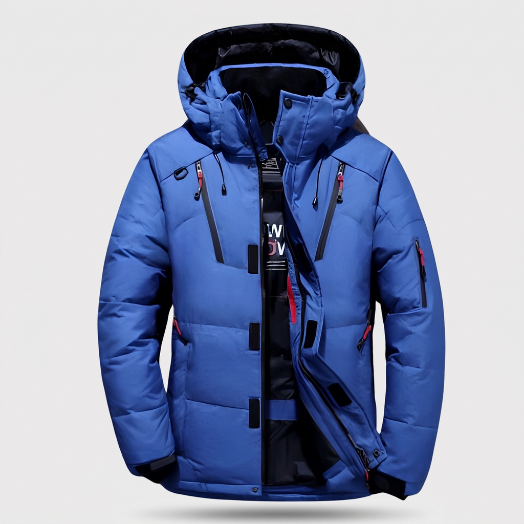 Herren Steppjacke mit 7 Taschen – Daunenjacke mit Kapuze für den Winter
