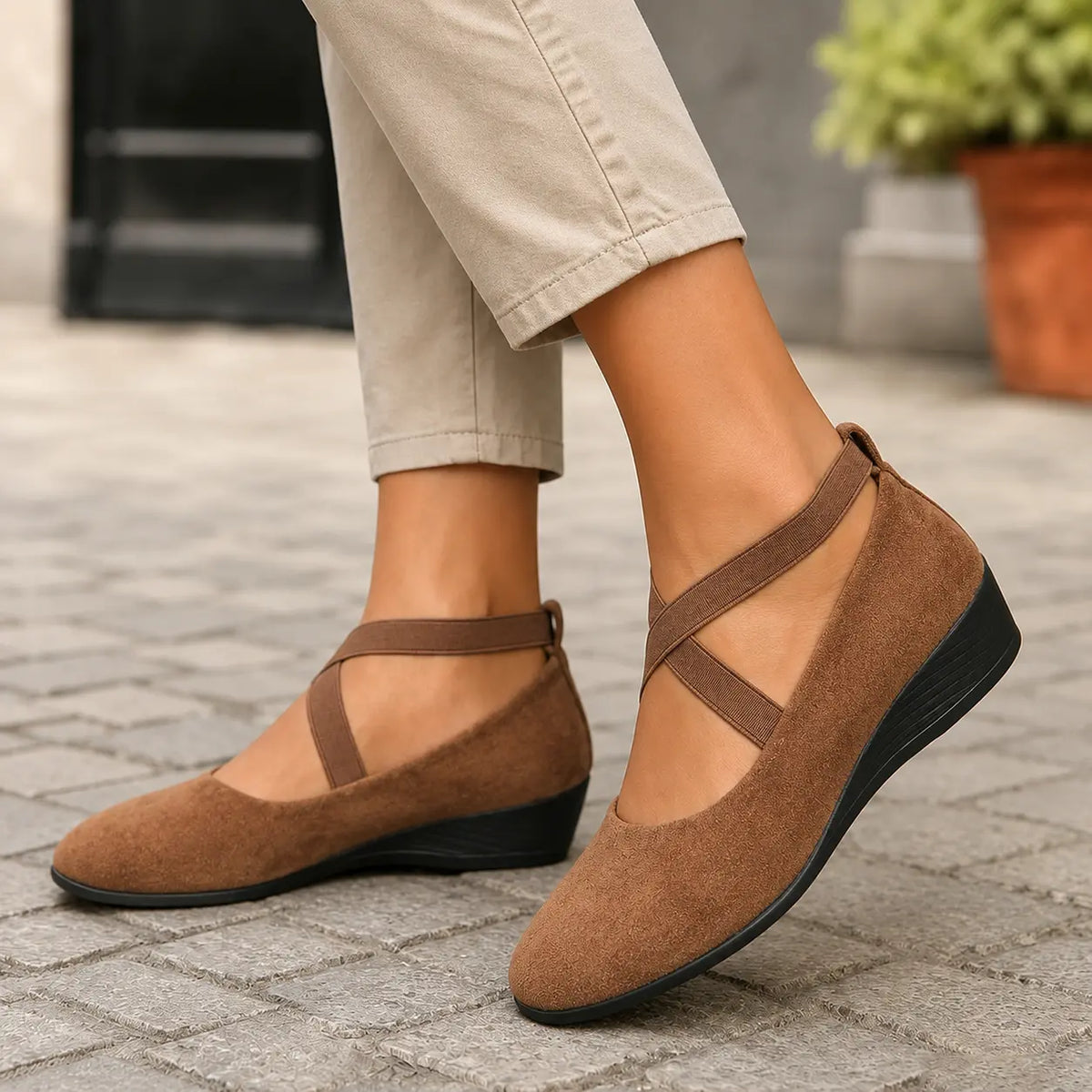 Damen-Komfort-Ballerinas mit Fußgewölbestütze