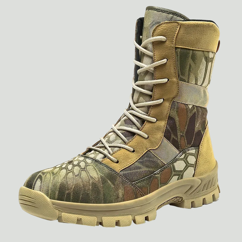 Herren Camouflage-Wanderstiefel hoch geschnitten – atmungsaktiv mit Schnürung