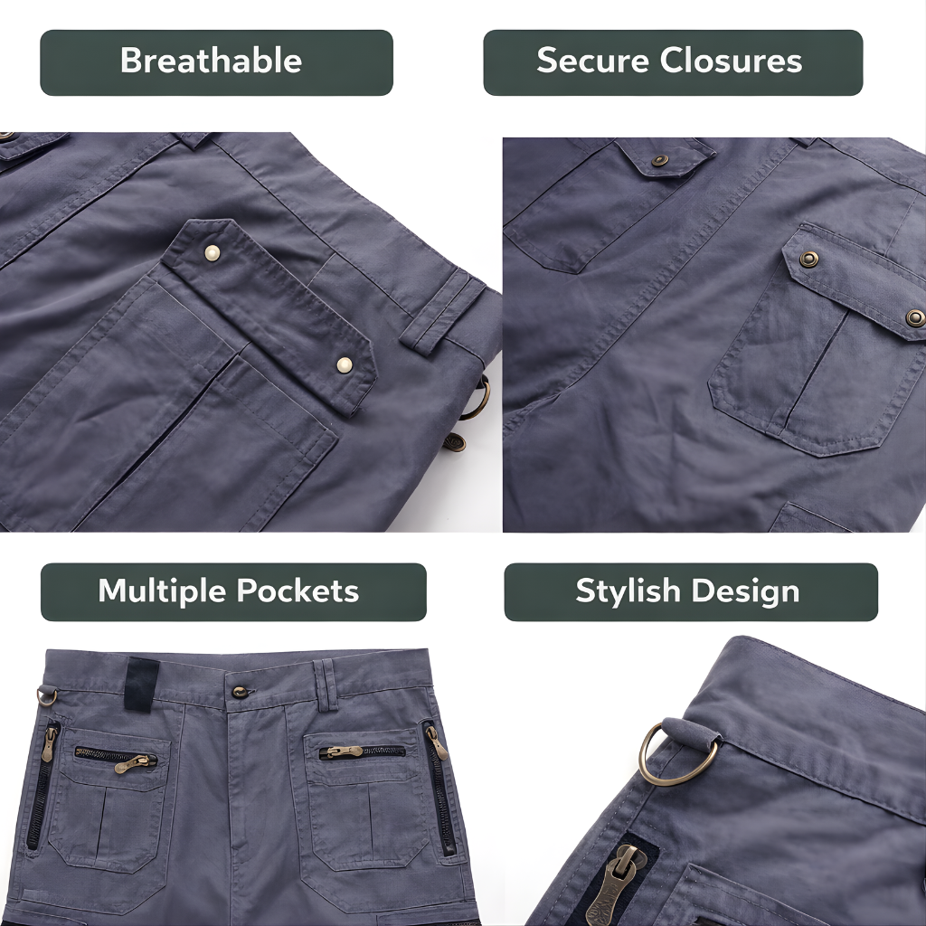 Herren Outdoor-Cargo-Shorts mit Reißverschlusstaschen