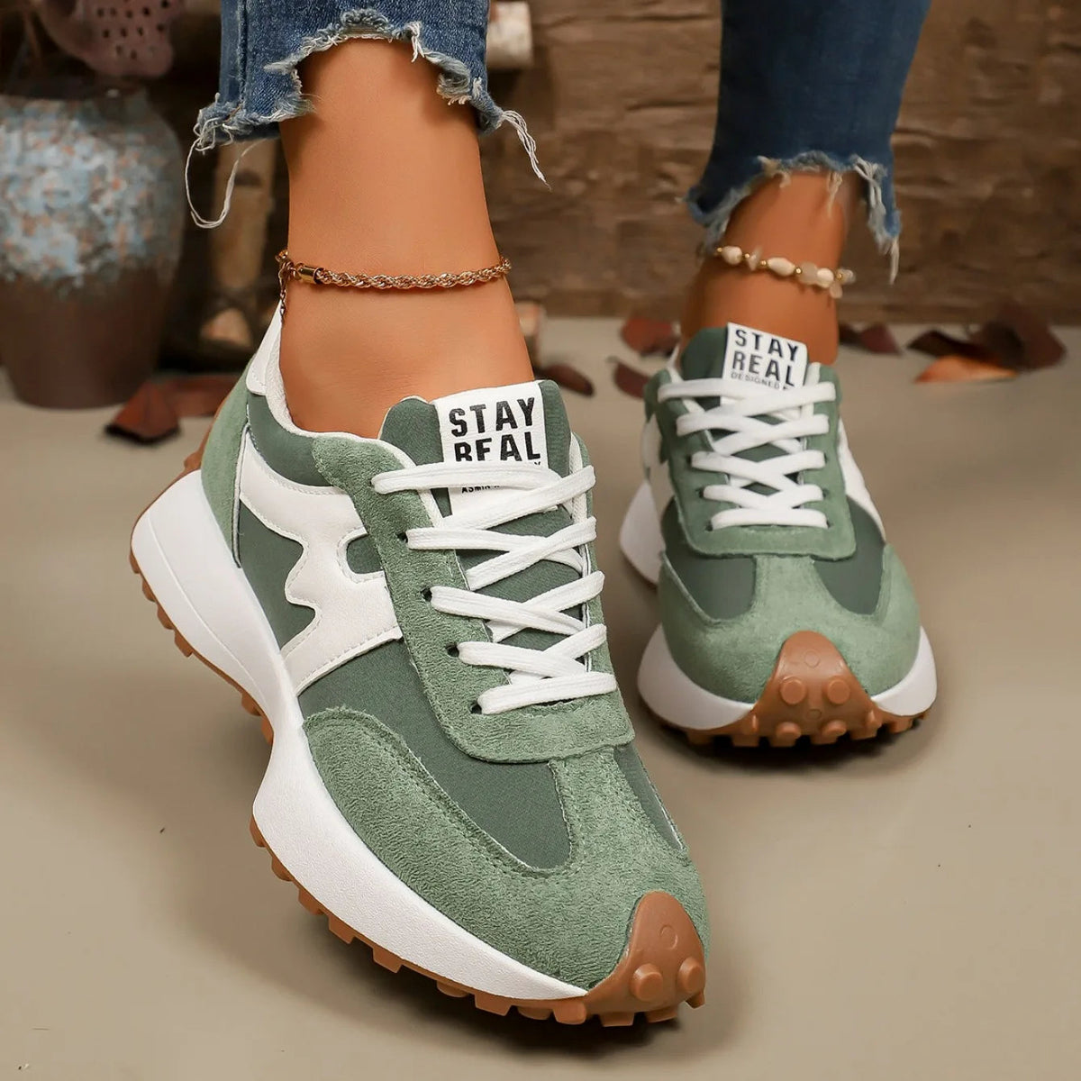 Damen Plateau-Sneaker mit Schnürung