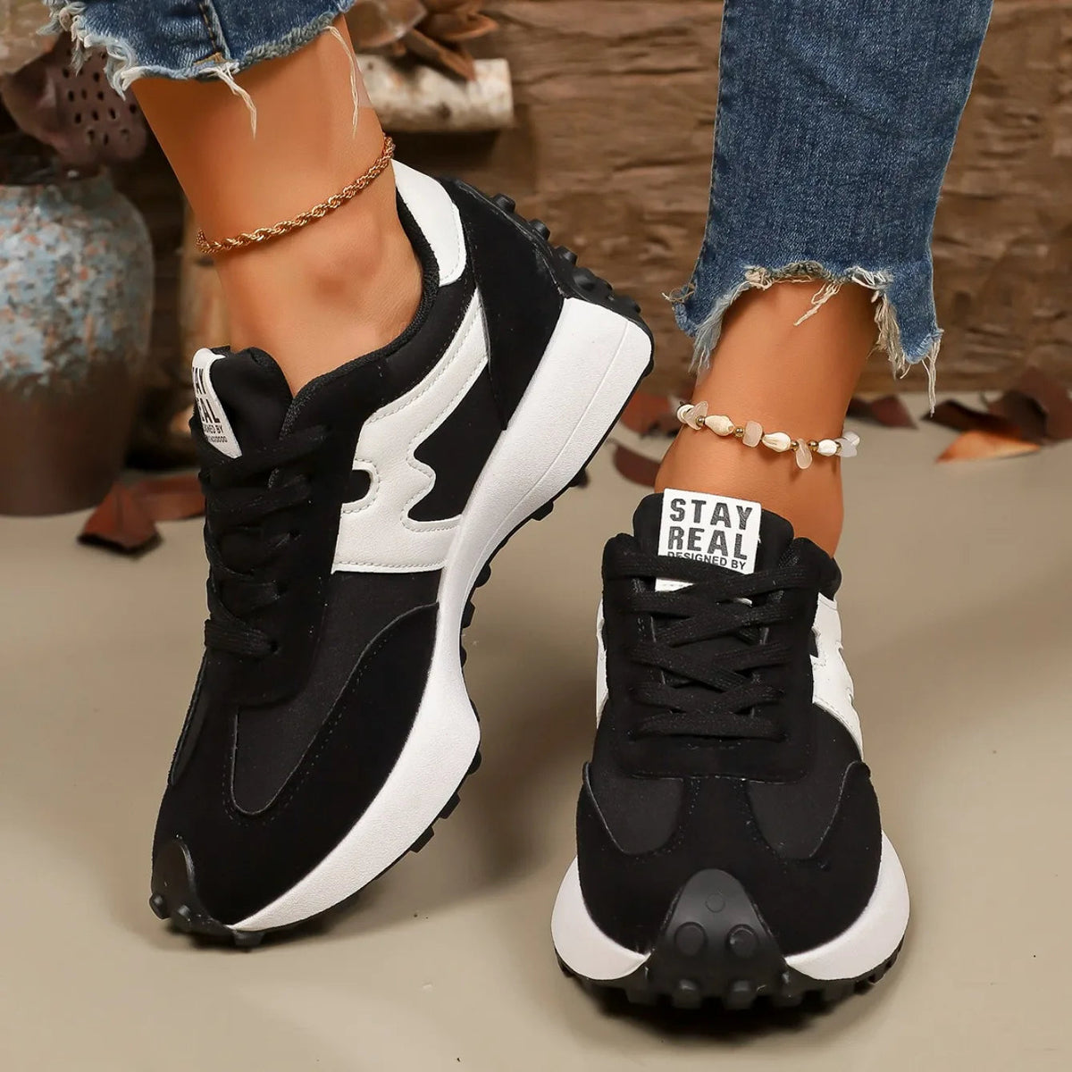 Damen Plateau-Sneaker mit Schnürung