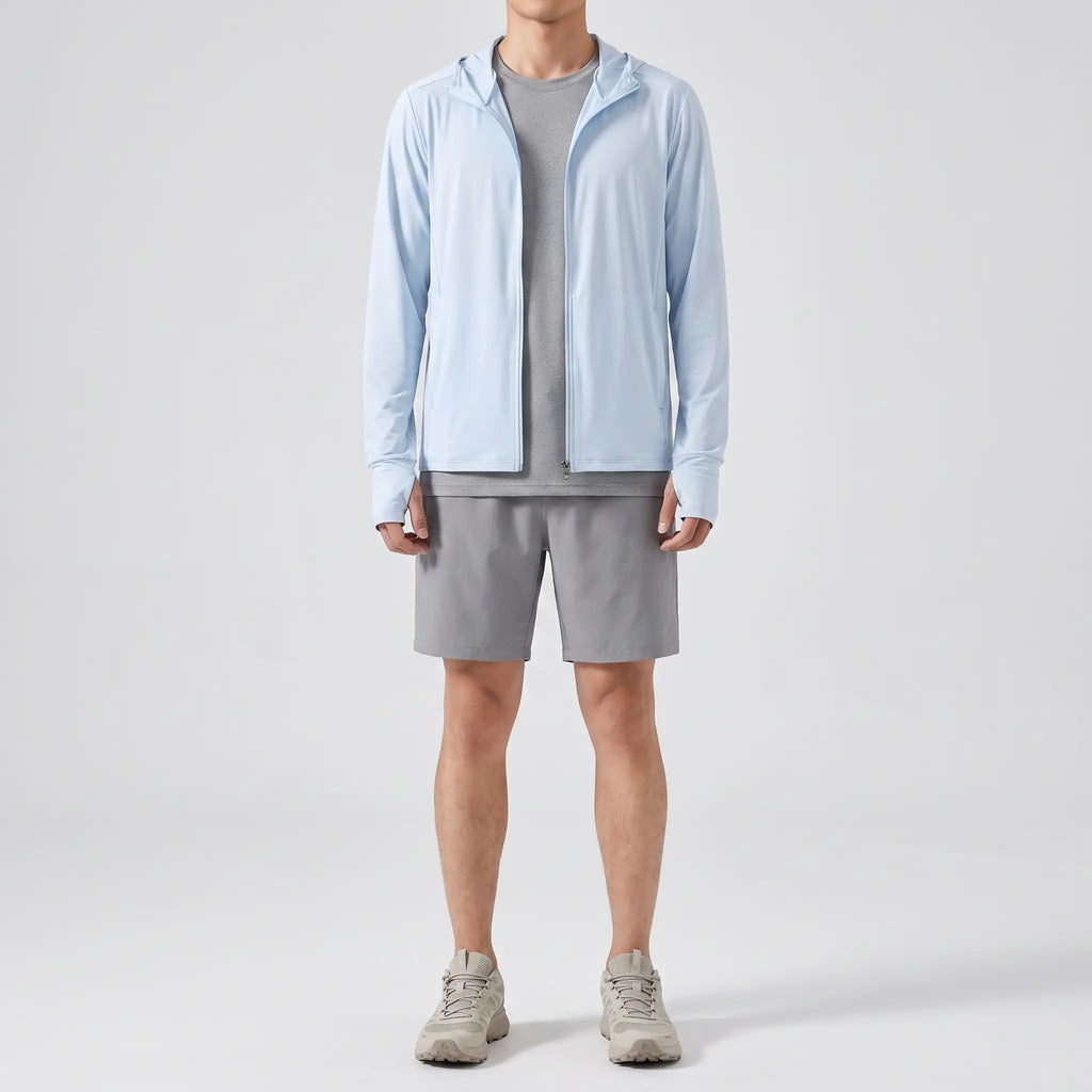 Herren Sonnenhoodie mit durchgehendem Reißverschluss – UPF 50+