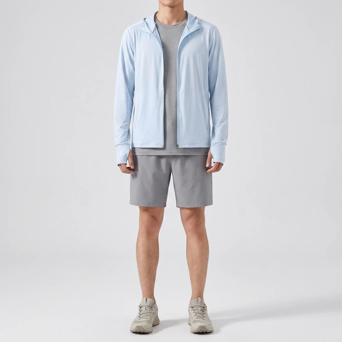 Herren Sonnenhoodie mit durchgehendem Reißverschluss – UPF 50+