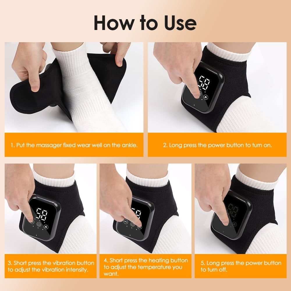 Kabelloser Fuß- und Knöchelmassager mit Wärmefunktion und digitalem Display
