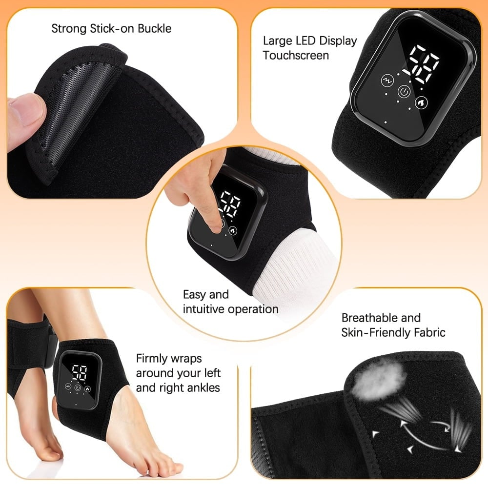 Kabelloser Fuß- und Knöchelmassager mit Wärmefunktion und digitalem Display