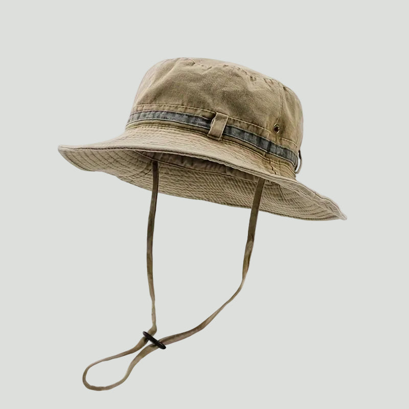 Herren Buschhut faltbar – breite Krempe mit Kinnband
