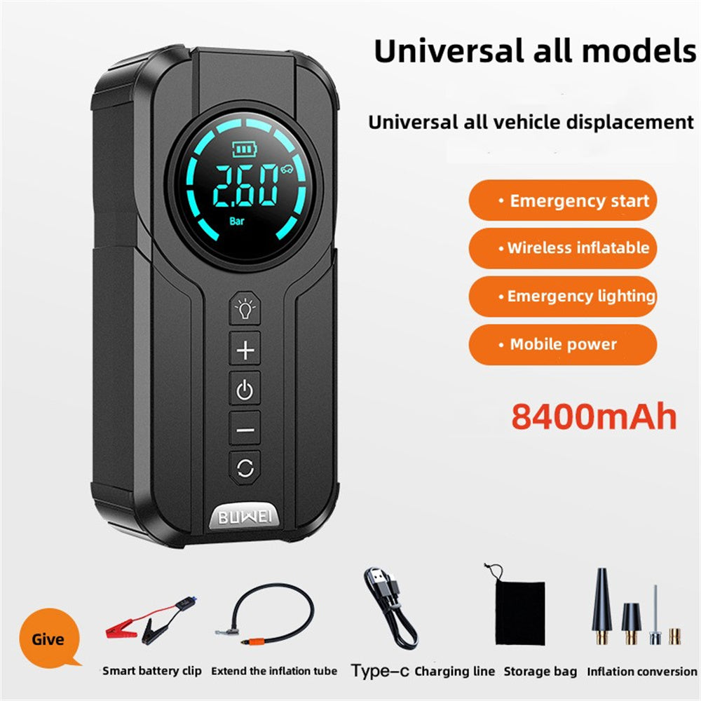 4-in-1 Auto-Starthilfe-Booster mit Kompressor & USB-Powerbank