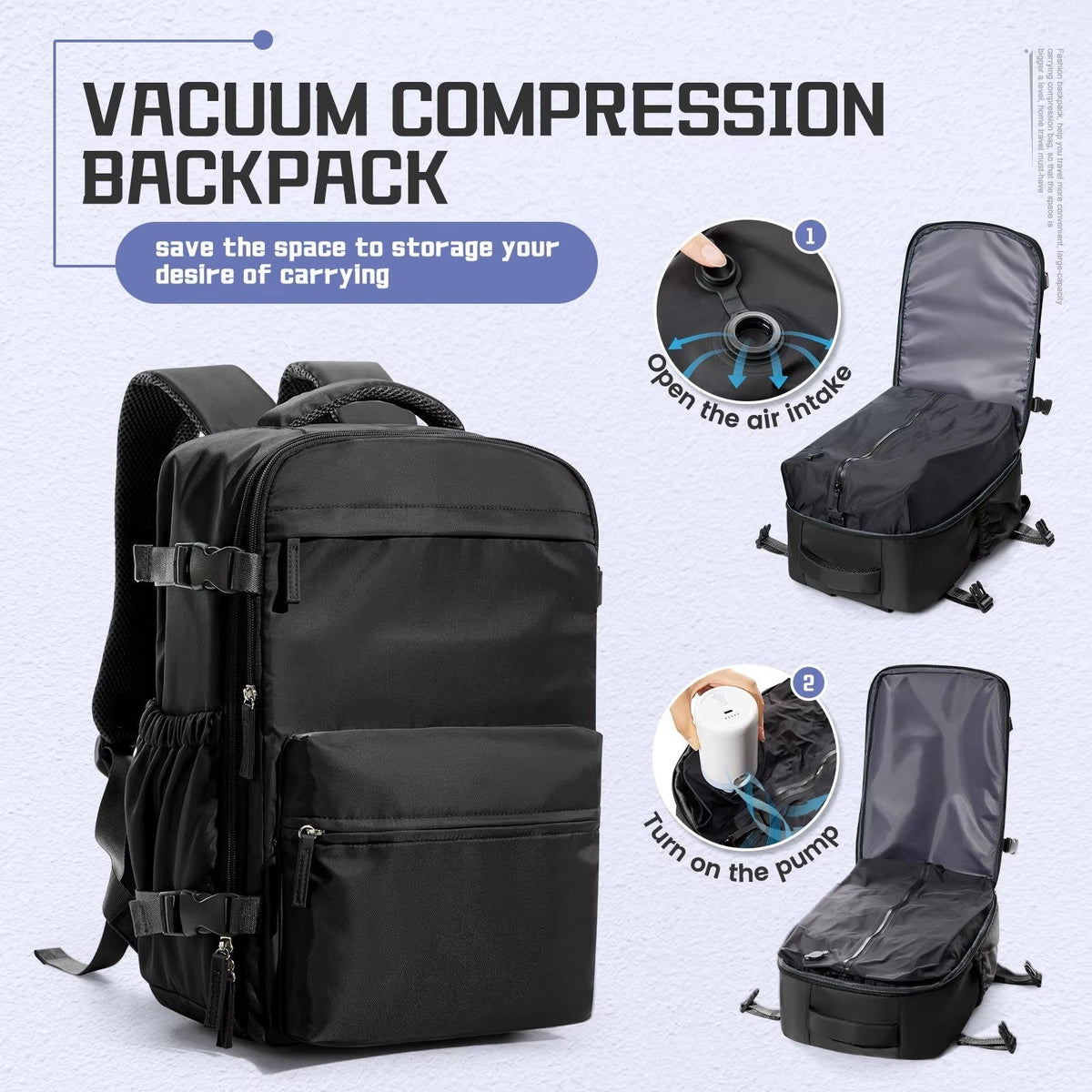 15,6-Zoll-Reiserucksack mit Vakuumkompression
