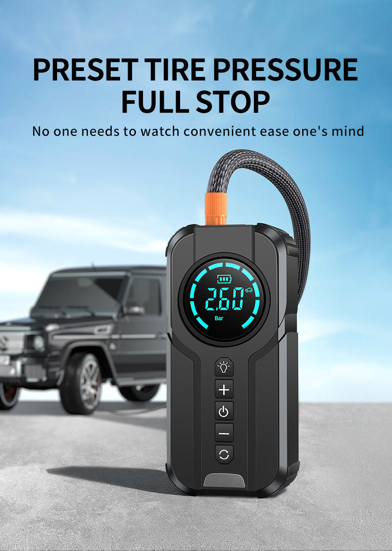 4-in-1 Auto-Starthilfe-Booster mit Kompressor & USB-Powerbank