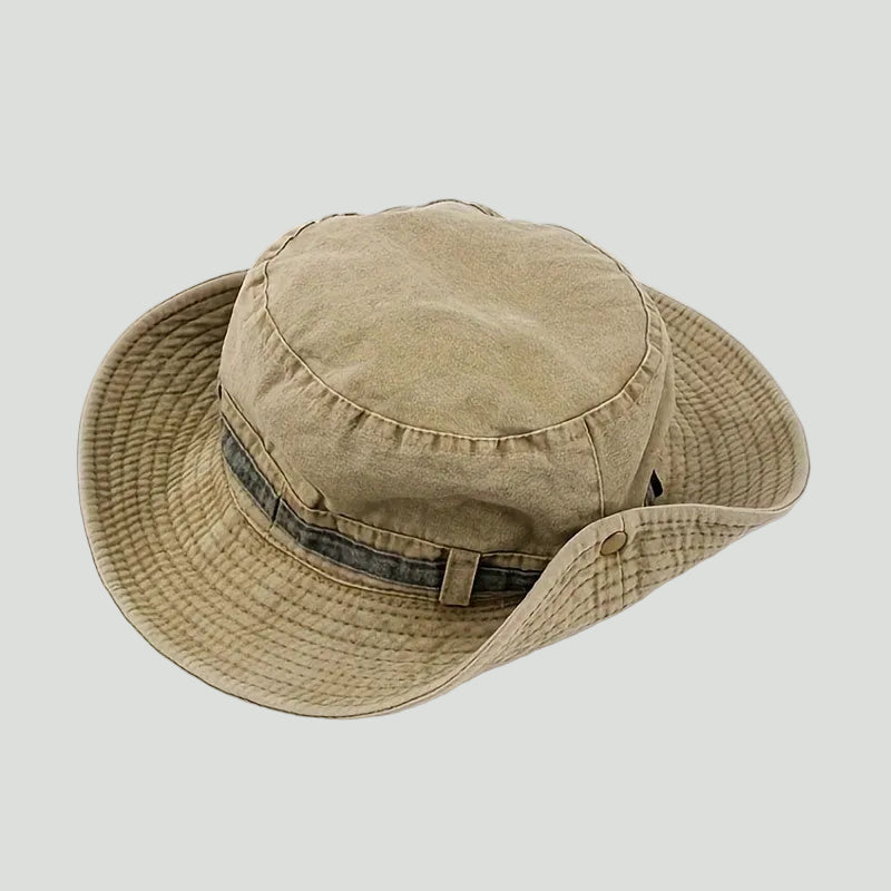 Herren Buschhut faltbar – breite Krempe mit Kinnband
