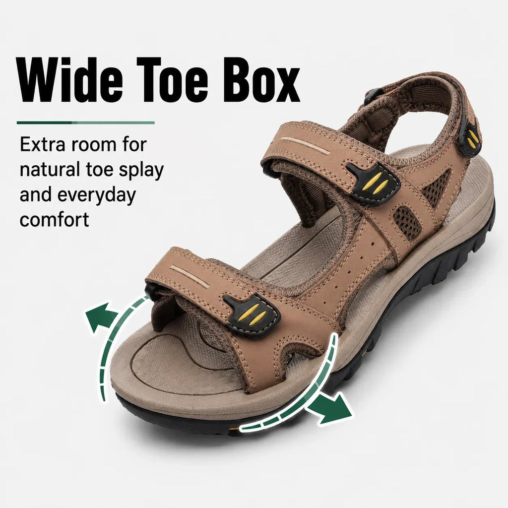 Herrensandalen mit breiter Zehenbox und Fußgewölbestütze
