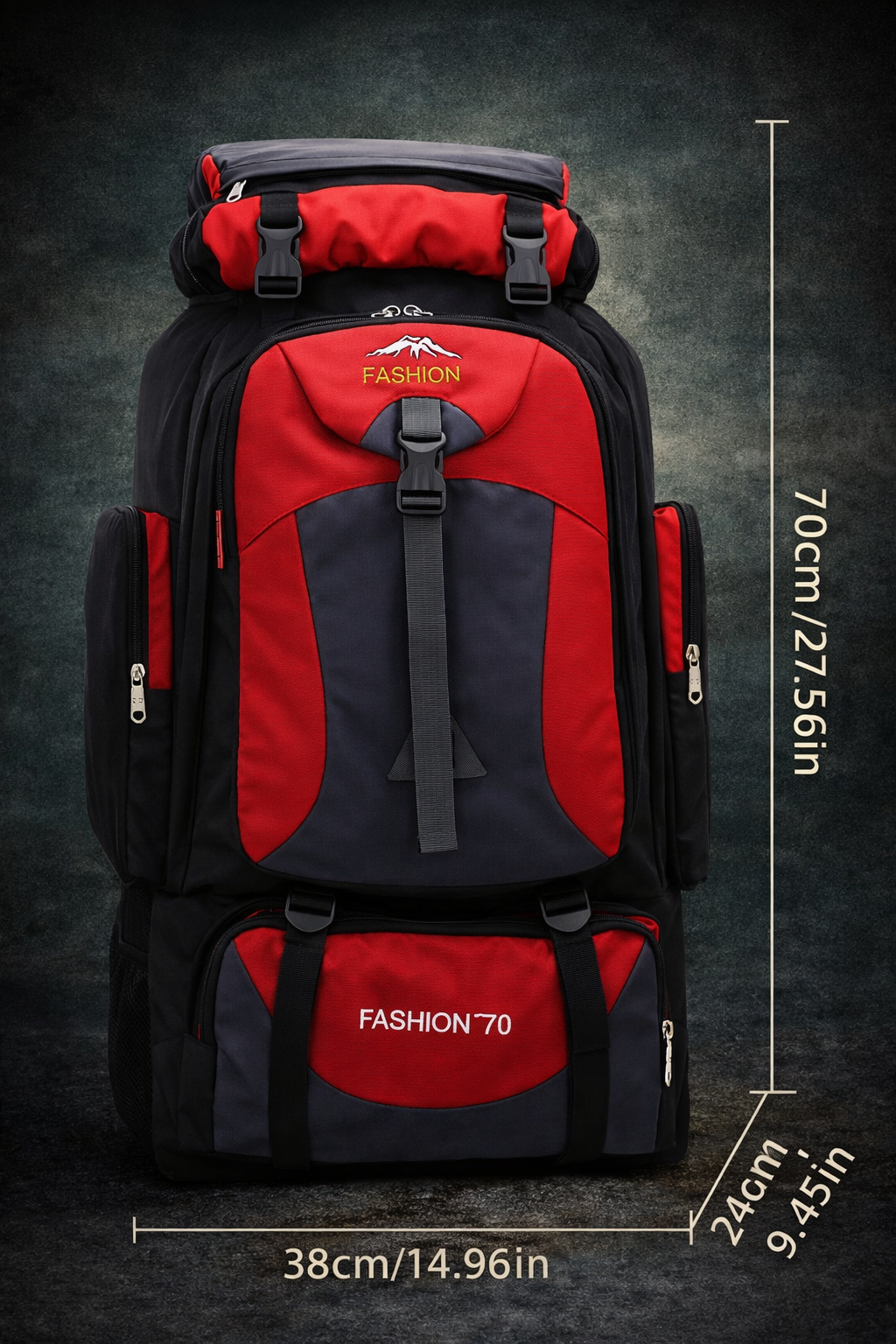 70L Trekkingrucksack mit verstellbaren Trägern für Camping und mehrtägige Wanderungen