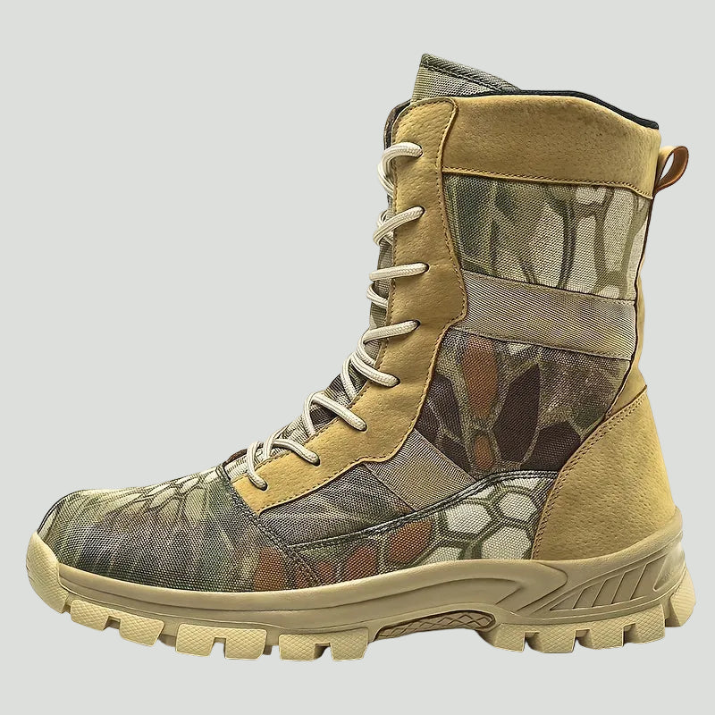 Herren Camouflage-Wanderstiefel hoch geschnitten – atmungsaktiv mit Schnürung