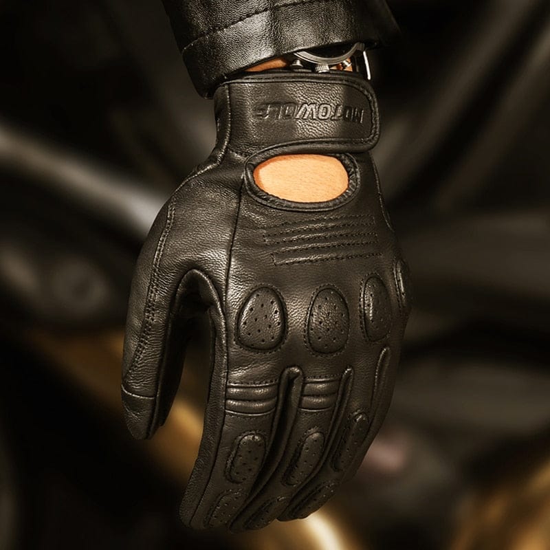 Retro-Motorradhandschuhe aus Schafsleder