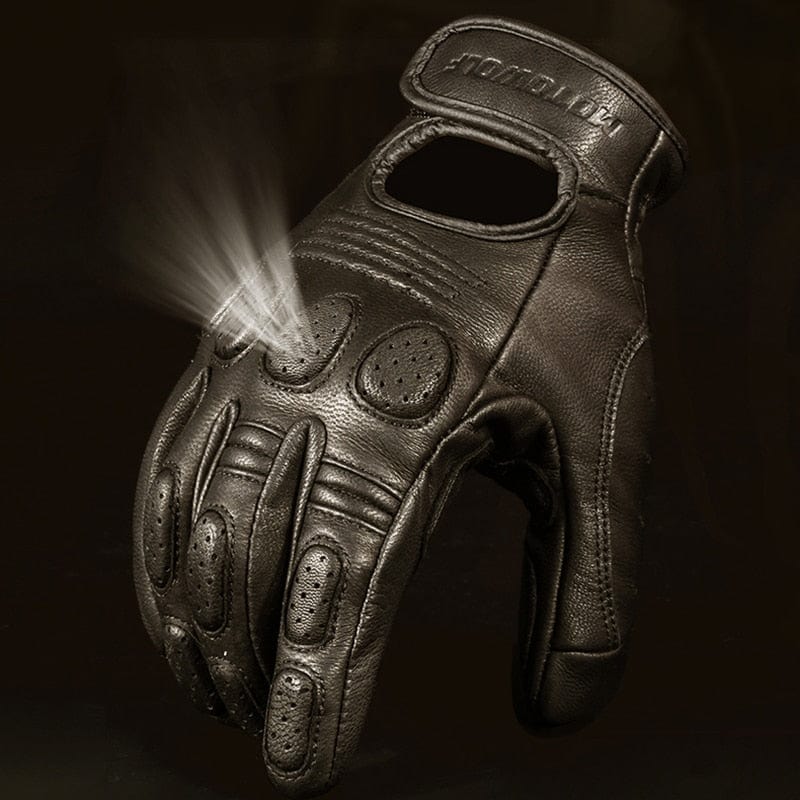 Retro-Motorradhandschuhe aus Schafsleder