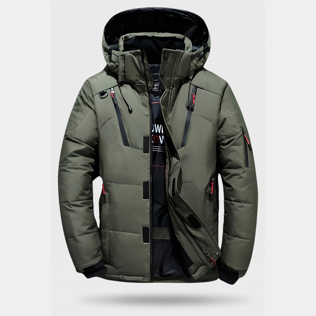 Herren Steppjacke mit 7 Taschen – Daunenjacke mit Kapuze für den Winter