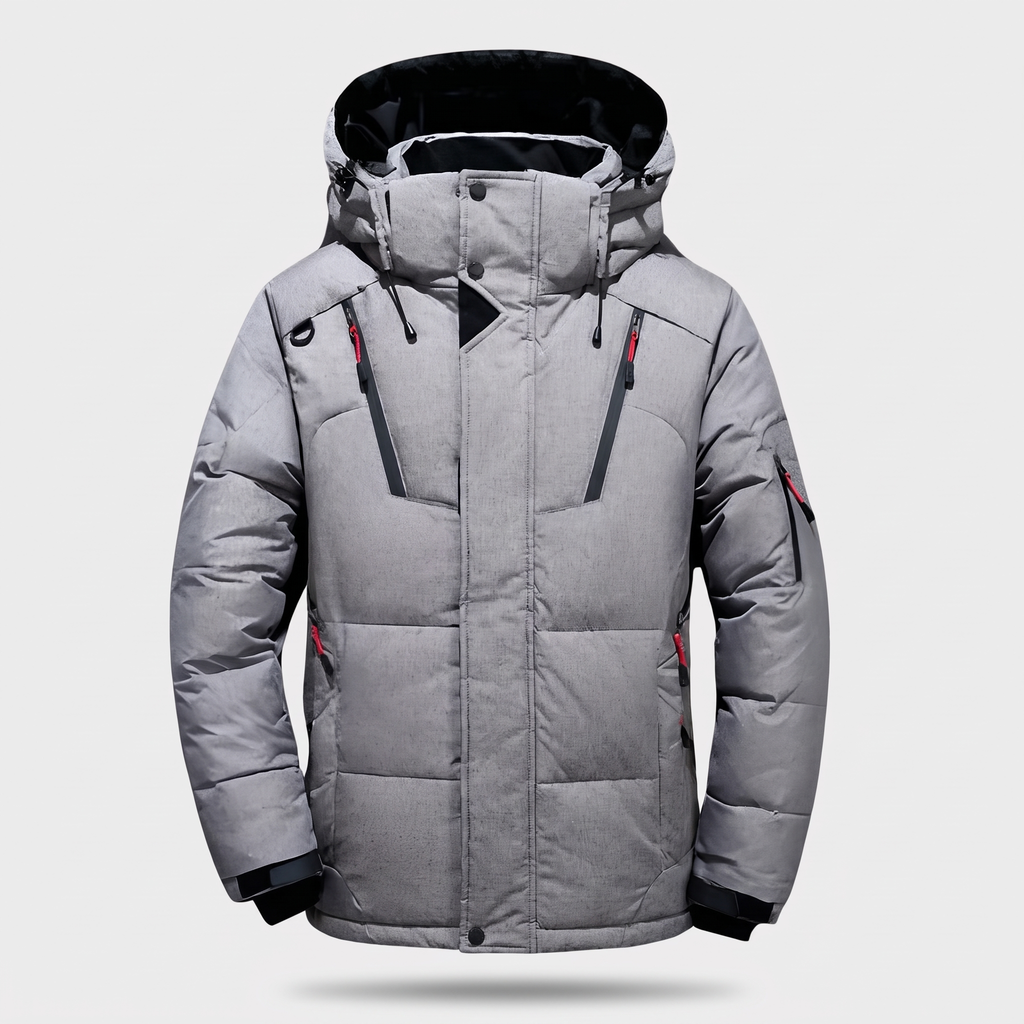Herren Steppjacke mit 7 Taschen – Daunenjacke mit Kapuze für den Winter