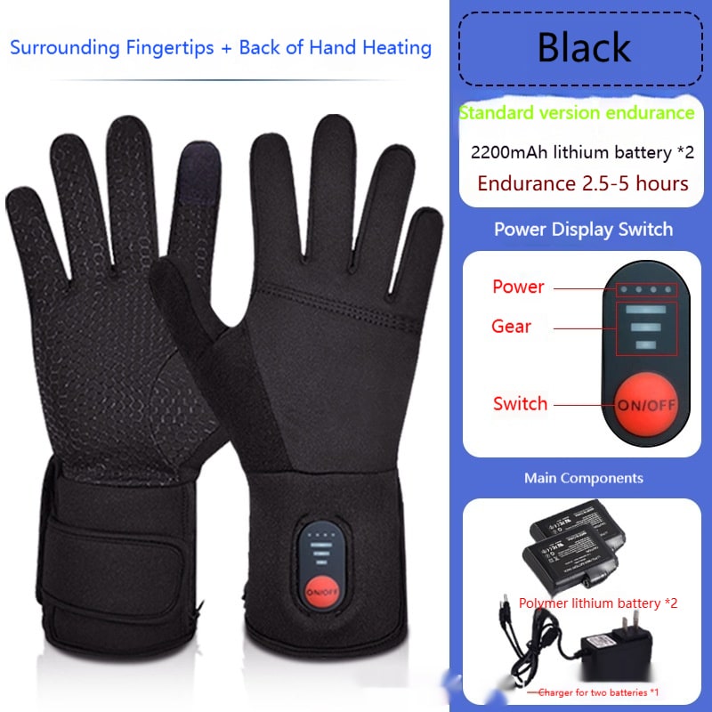 Beheizbare Winterhandschuhe mit Touchscreen-Fingerspitzen und Akkubetrieb