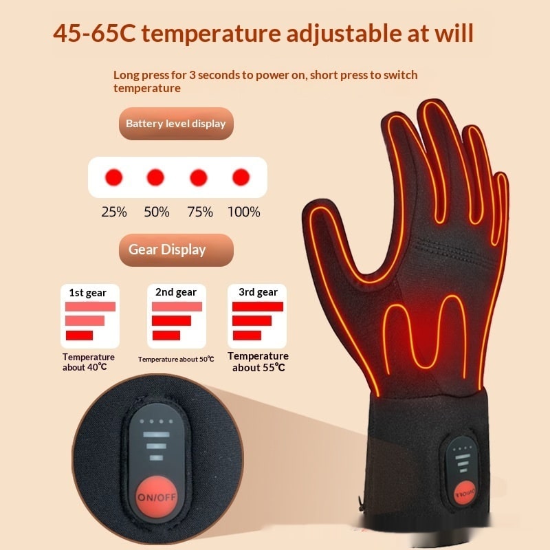 Beheizbare Winterhandschuhe mit Touchscreen-Fingerspitzen und Akkubetrieb