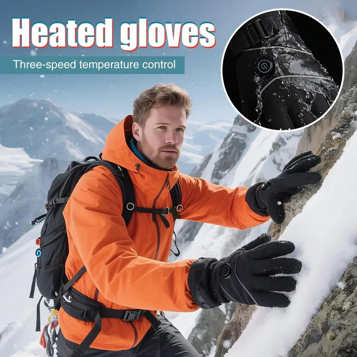 Beheizbare Handschuhe mit Akku, Touchscreen-Fingerspitzen und drei Wärmestufen