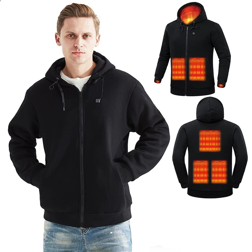 Beheizbarer Hoodie mit USB-Heizzonen und Kordelzug-Kapuze