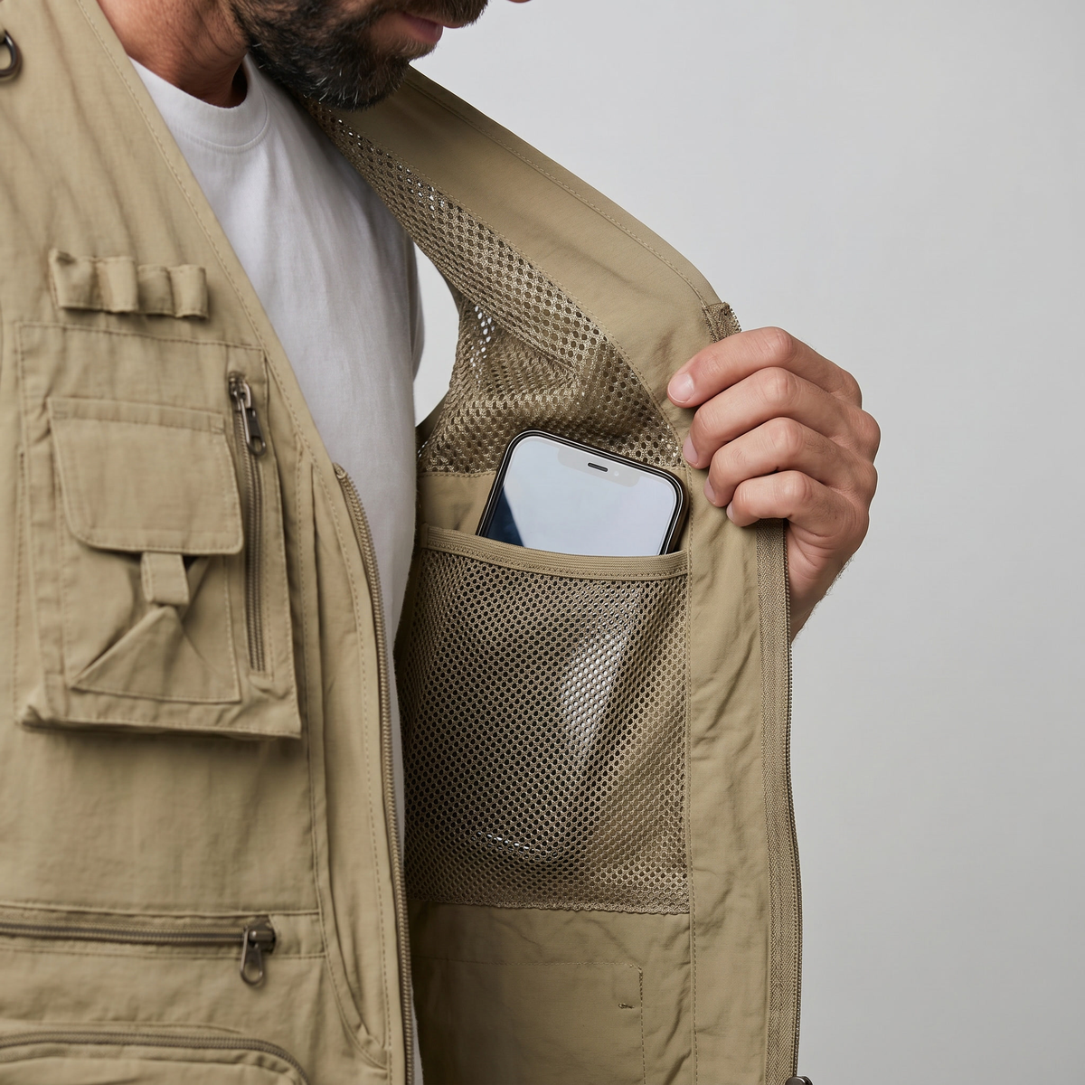 Atmungsaktive Outdoor-Weste mit vielen Taschen – leichtes Mesh-Design