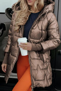 Steppjacke mit Kapuze, Longline-Schnitt für Damen