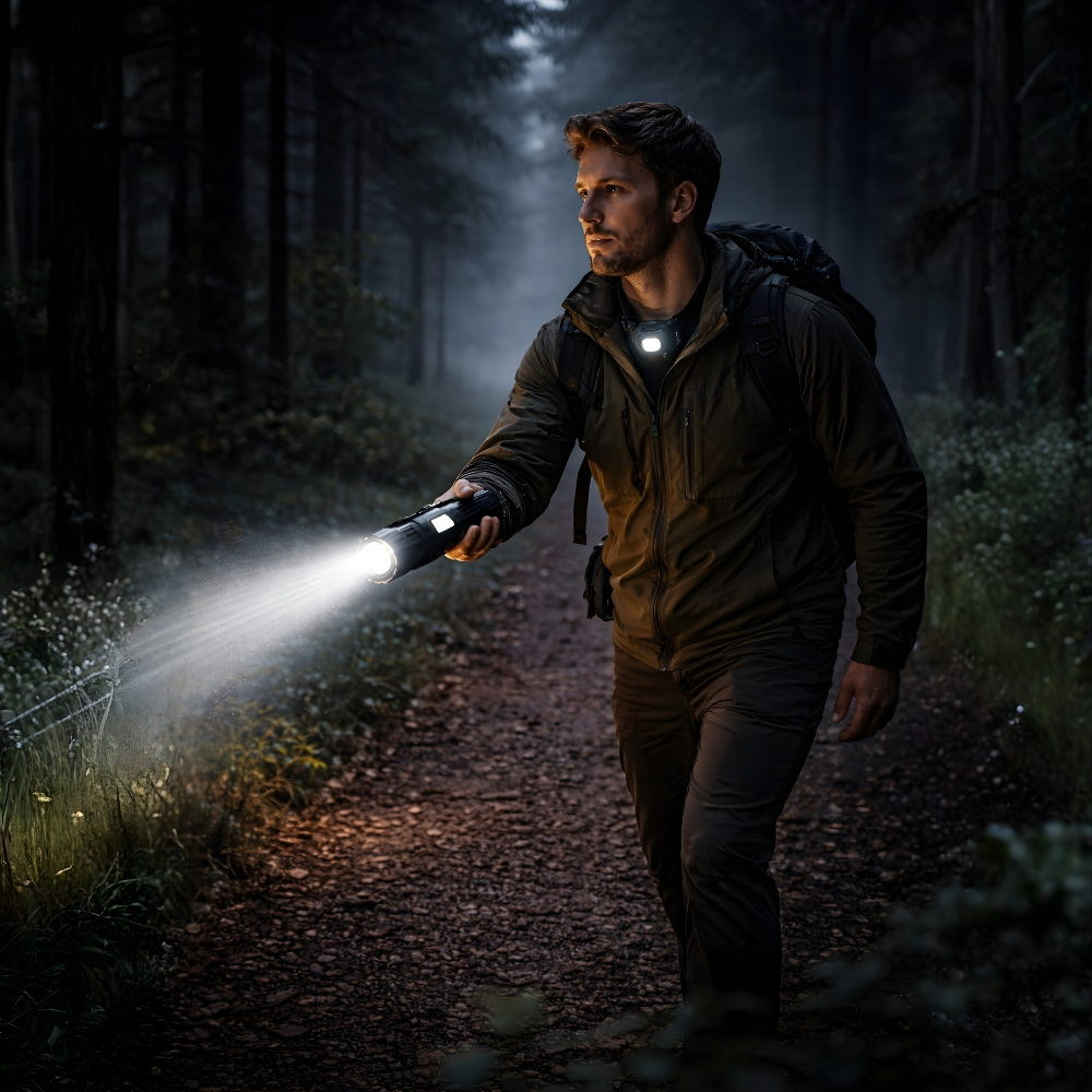 LED-Taschenlampe mit Zoomfunktion – USB-wiederaufladbar
